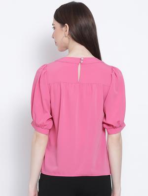 puff sleeves solid top - 17715284 - Standard Image - 3