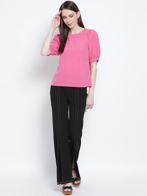 puff sleeves solid top - 17715284 - Standard Image - 4