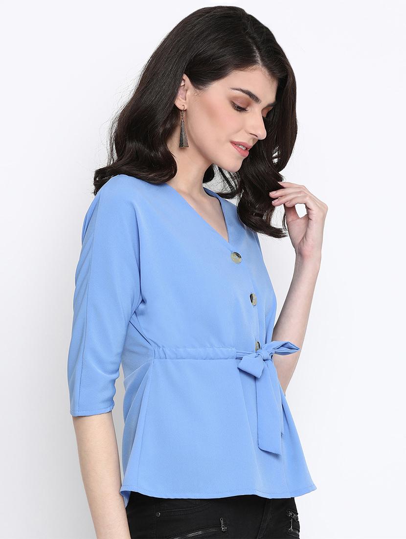 tie front solid top - 17715315 - Zoom Image - 2