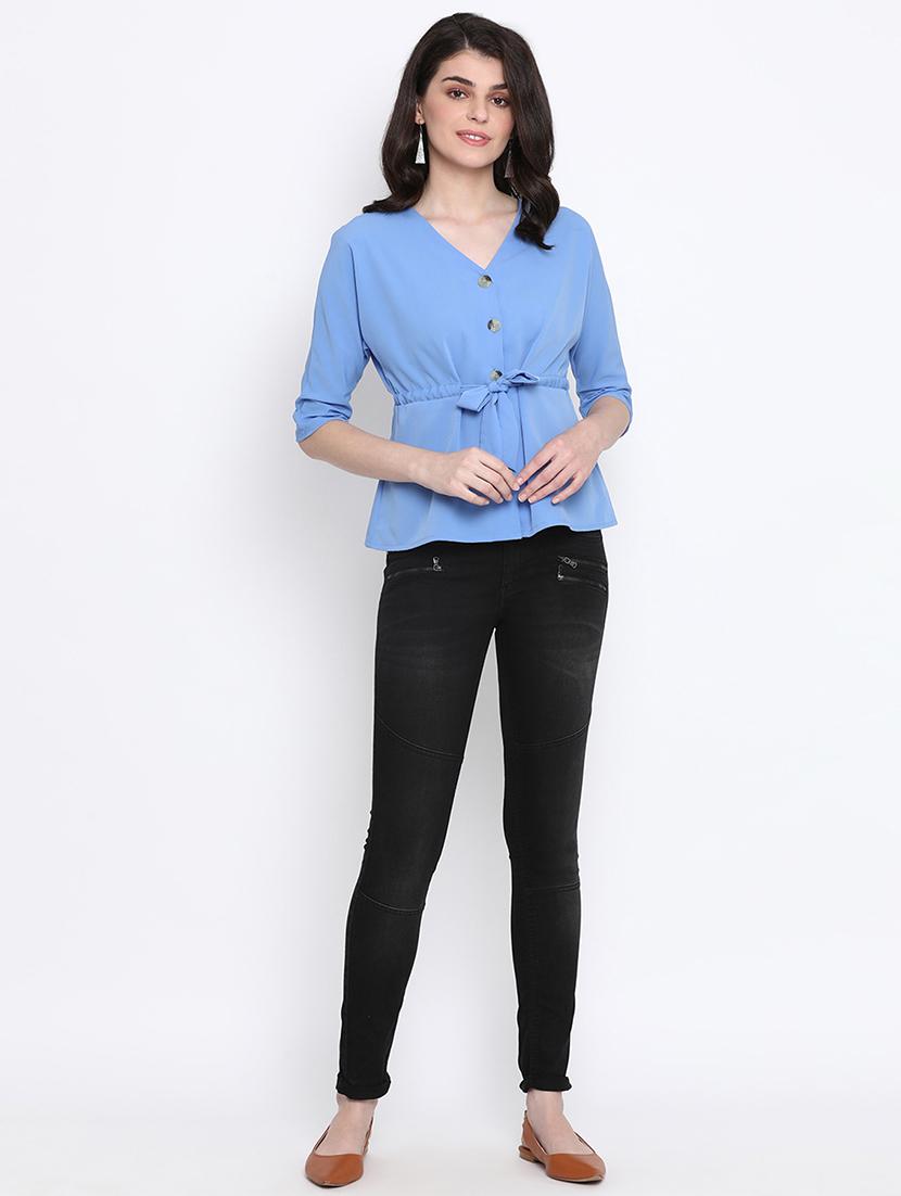 tie front solid top - 17715315 - Zoom Image - 4