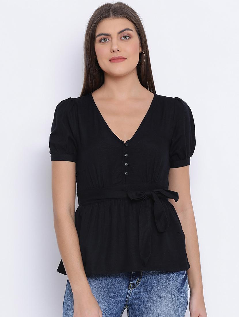 tie front solid top - 17715325 - Zoom Image - 1