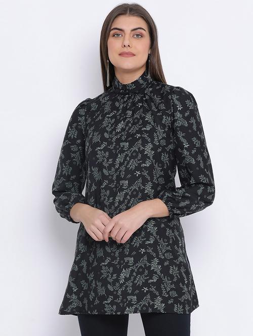 mock neck printed tunic - 17715330 - Standard Image - 1
