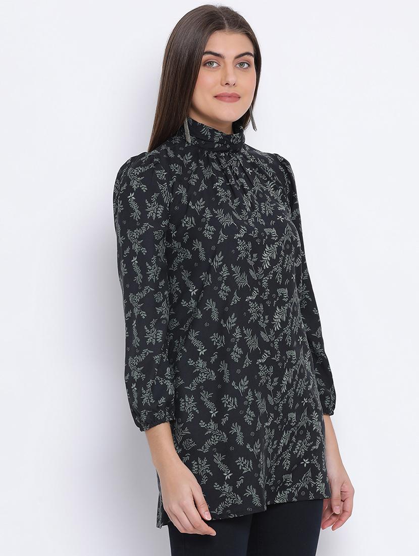 mock neck printed tunic - 17715330 - Zoom Image - 2