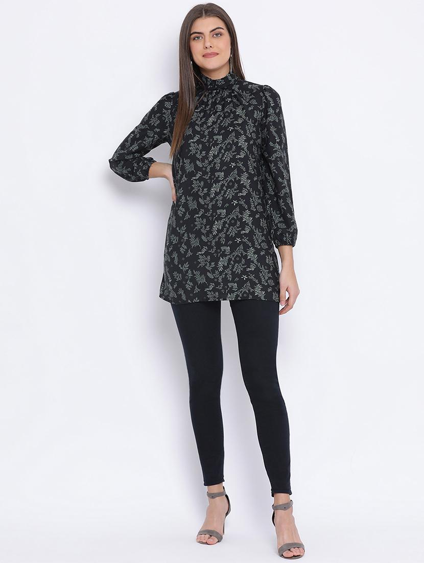 mock neck printed tunic - 17715330 - Zoom Image - 4