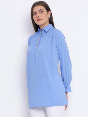 lace detail shirt tunic - 17715337 - Standard Image - 2