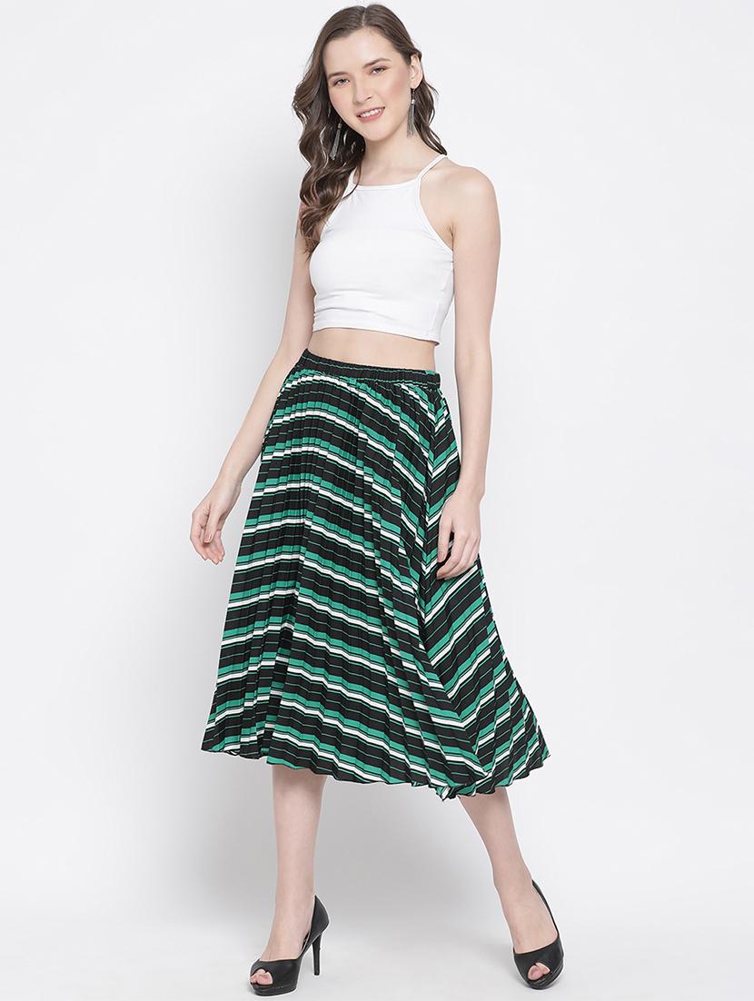 mid rise striped a-line skirt - 17715431 - Zoom Image - 4