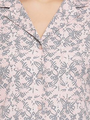 notched collar printed shirt - 17715455 - Standard Image - 5