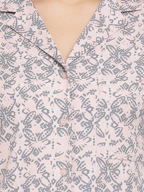 notched collar printed shirt - 17715455 - Zoom Image - 5