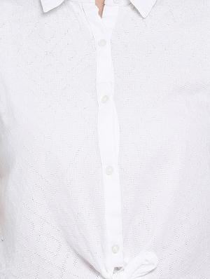 tie front cropped shirt - 17715458 - Standard Image - 5