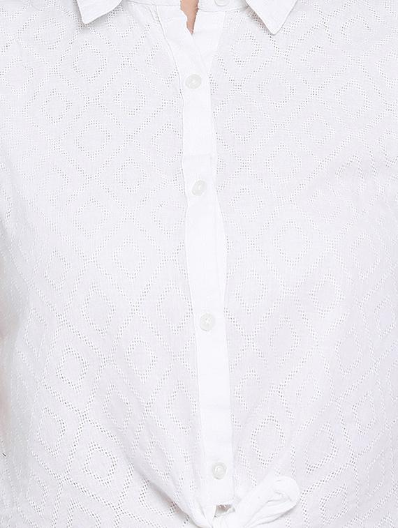 tie front cropped shirt - 17715458 - Zoom Image - 5