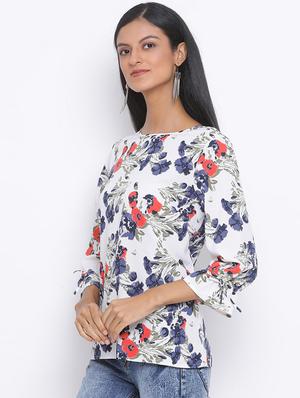 boat neck floral top - 17715462 - Standard Image - 2