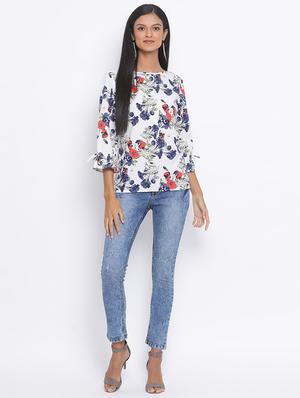 boat neck floral top - 17715462 - Standard Image - 4