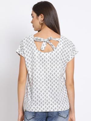 tie back printed top - 17715479 - Standard Image - 3