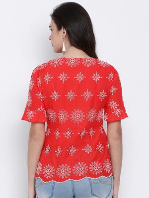 scallop hem embroidered top - 17715480 - Standard Image - 3