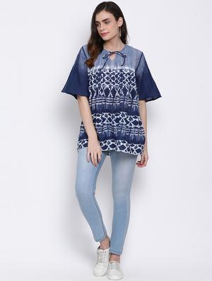 tie up neck a-line tunic - 17715485 - Standard Image - 4