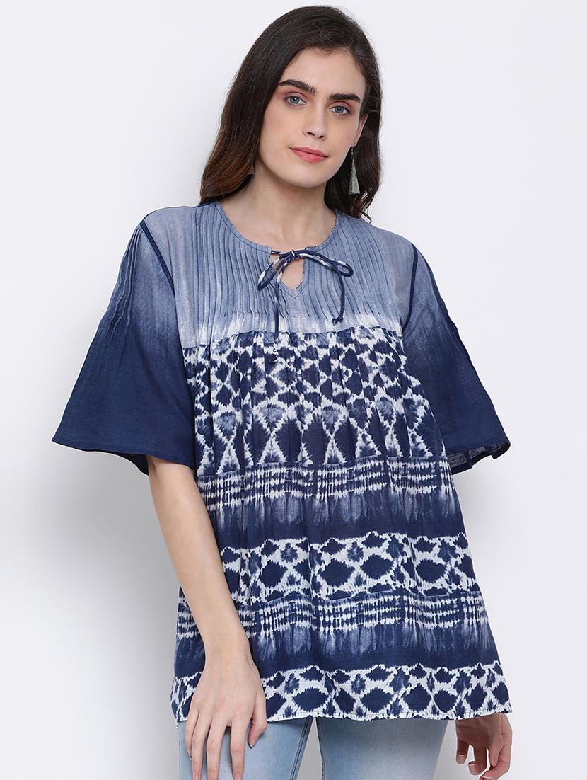 tie up neck a-line tunic - 17715485 - Zoom Image - 1