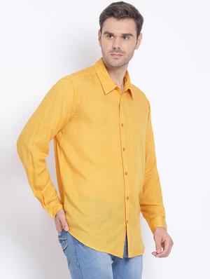 yellow self design casual shirt - 17715502 - Standard Image - 2
