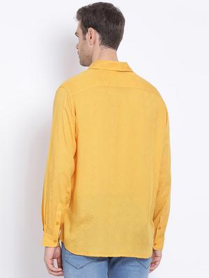 yellow self design casual shirt - 17715502 - Standard Image - 3