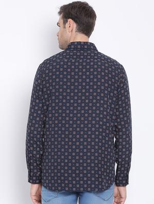 navy blue printed casual shirt - 17715521 - Standard Image - 3