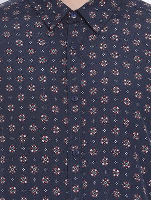 navy blue printed casual shirt - 17715521 - Standard Image - 5