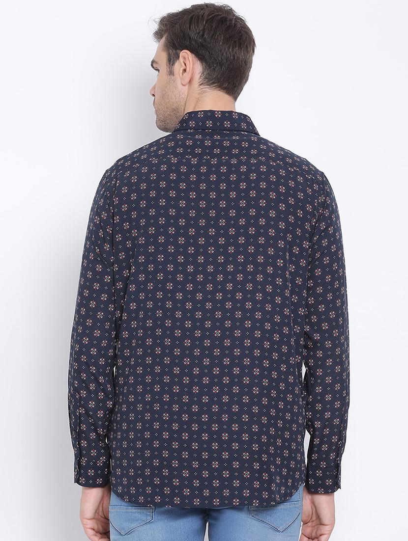 navy blue printed casual shirt - 17715521 - Zoom Image - 3