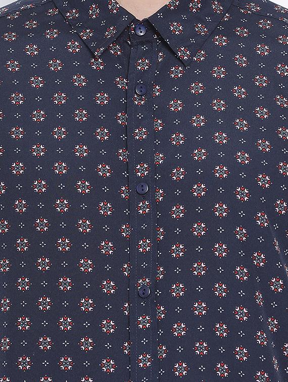 navy blue printed casual shirt - 17715521 - Zoom Image - 5