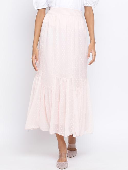 high rise dobby flared skirt - 17715540 - Very Small Image - 1