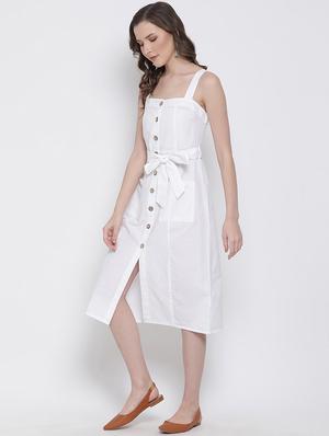 white cotton aline dress - 17715546 - Standard Image - 2