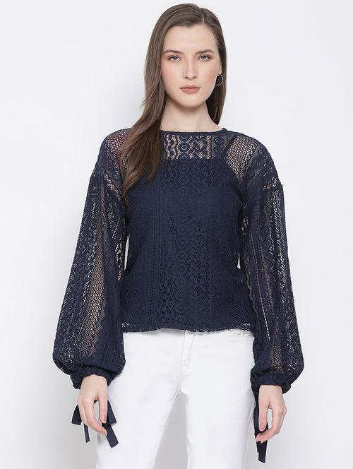 tie up sleeves crochet top - 17715577 - Standard Image - 1