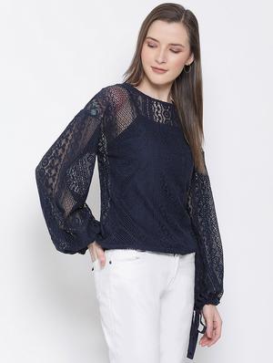 tie up sleeves crochet top - 17715577 - Standard Image - 2