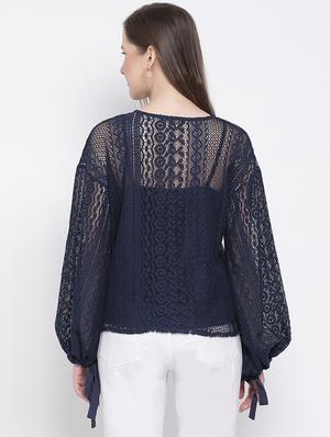 tie up sleeves crochet top - 17715577 - Standard Image - 3