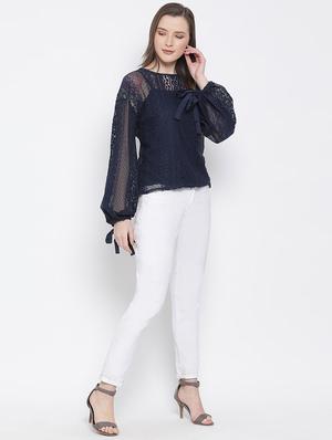 tie up sleeves crochet top - 17715577 - Standard Image - 4