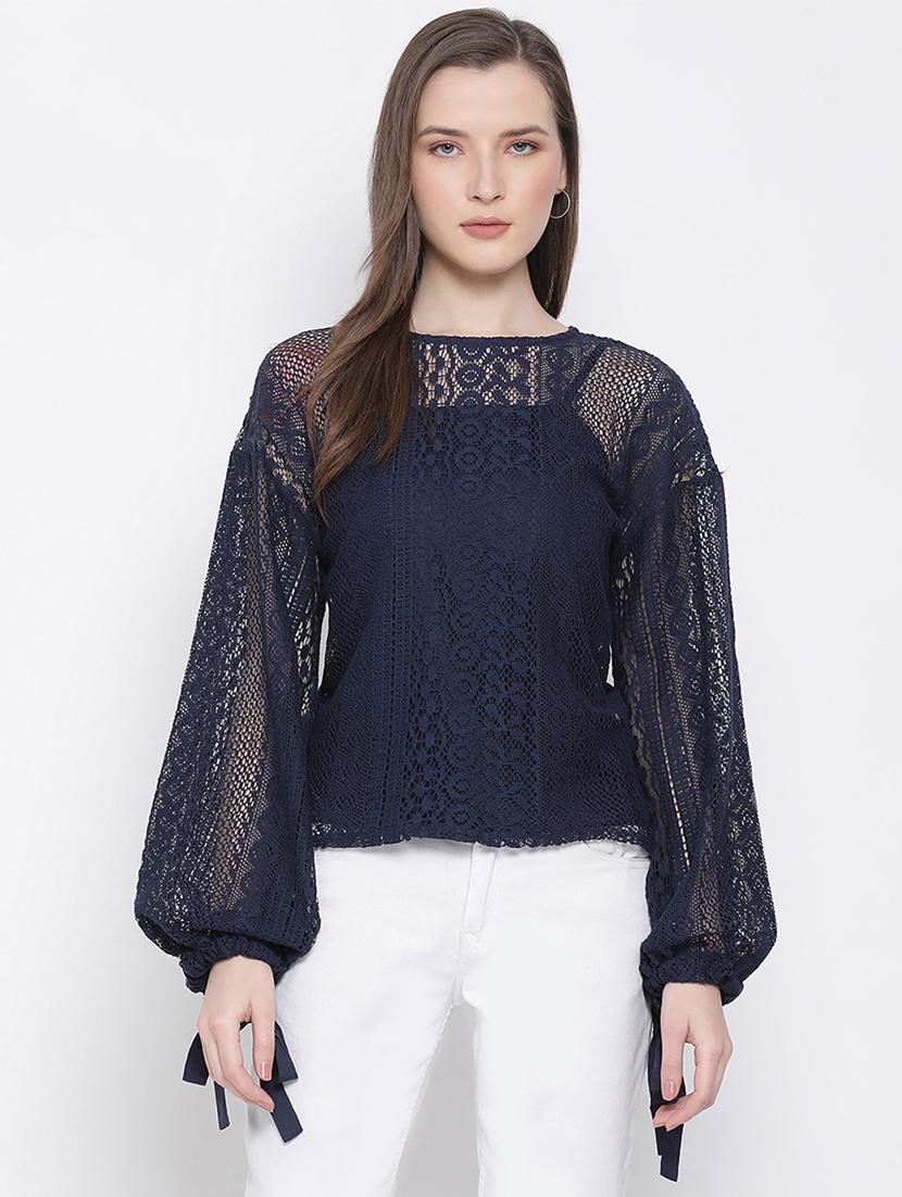 tie up sleeves crochet top - 17715577 - Zoom Image - 1
