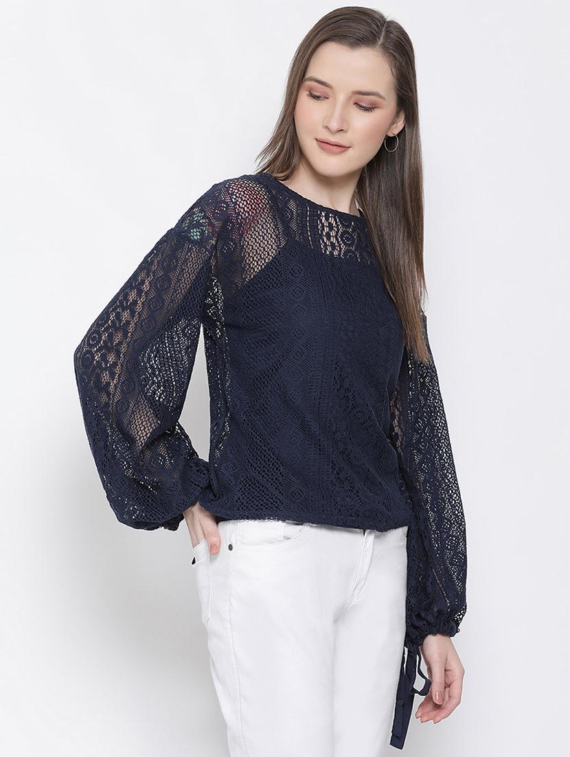 tie up sleeves crochet top - 17715577 - Zoom Image - 2