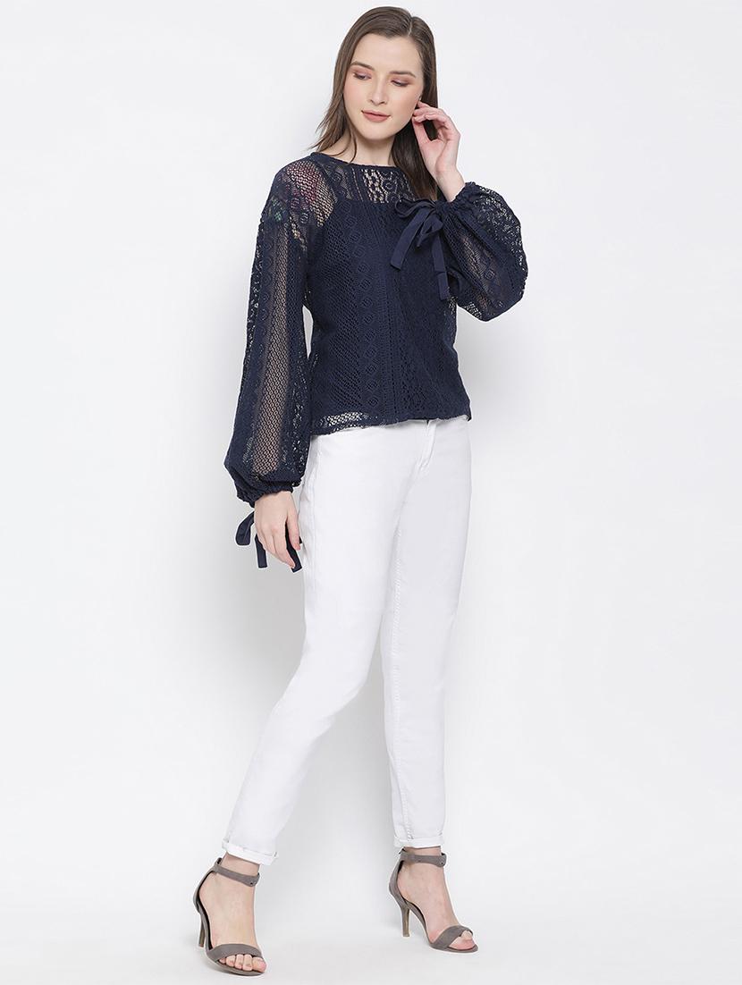 tie up sleeves crochet top - 17715577 - Zoom Image - 4
