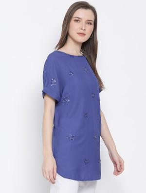 round neck embellished tunic - 17715581 - Standard Image - 2