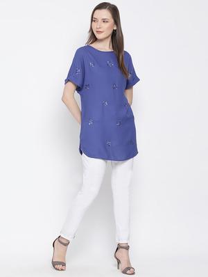 round neck embellished tunic - 17715581 - Standard Image - 4