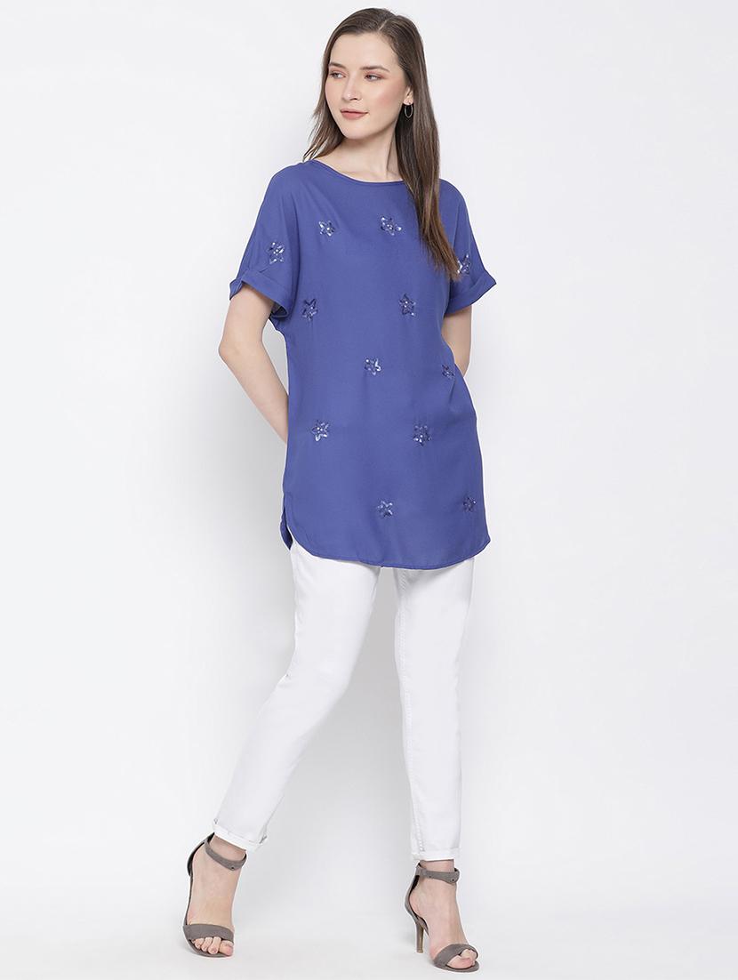 round neck embellished tunic - 17715581 - Zoom Image - 4