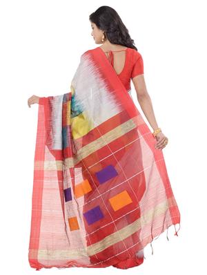 solid handloom saree with blouse - 17715645 - Standard Image - 2