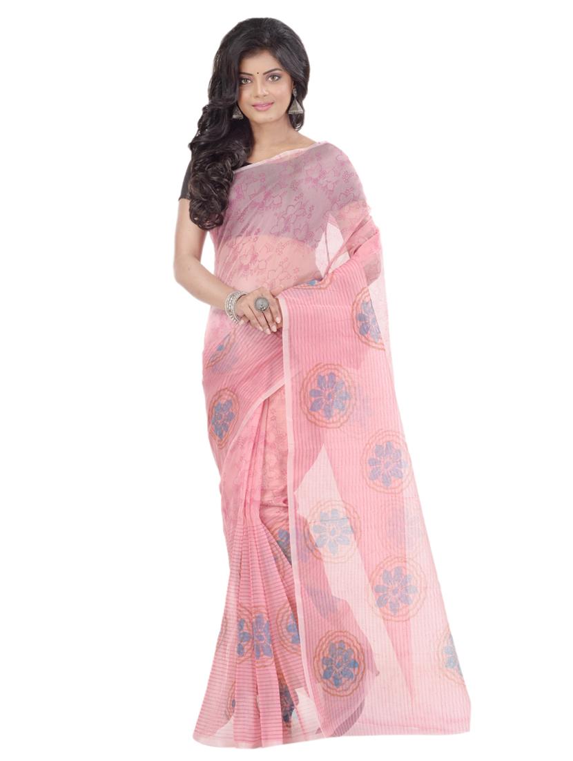 pink cotton silk kota doria saree - 17715659 - Zoom Image - 1