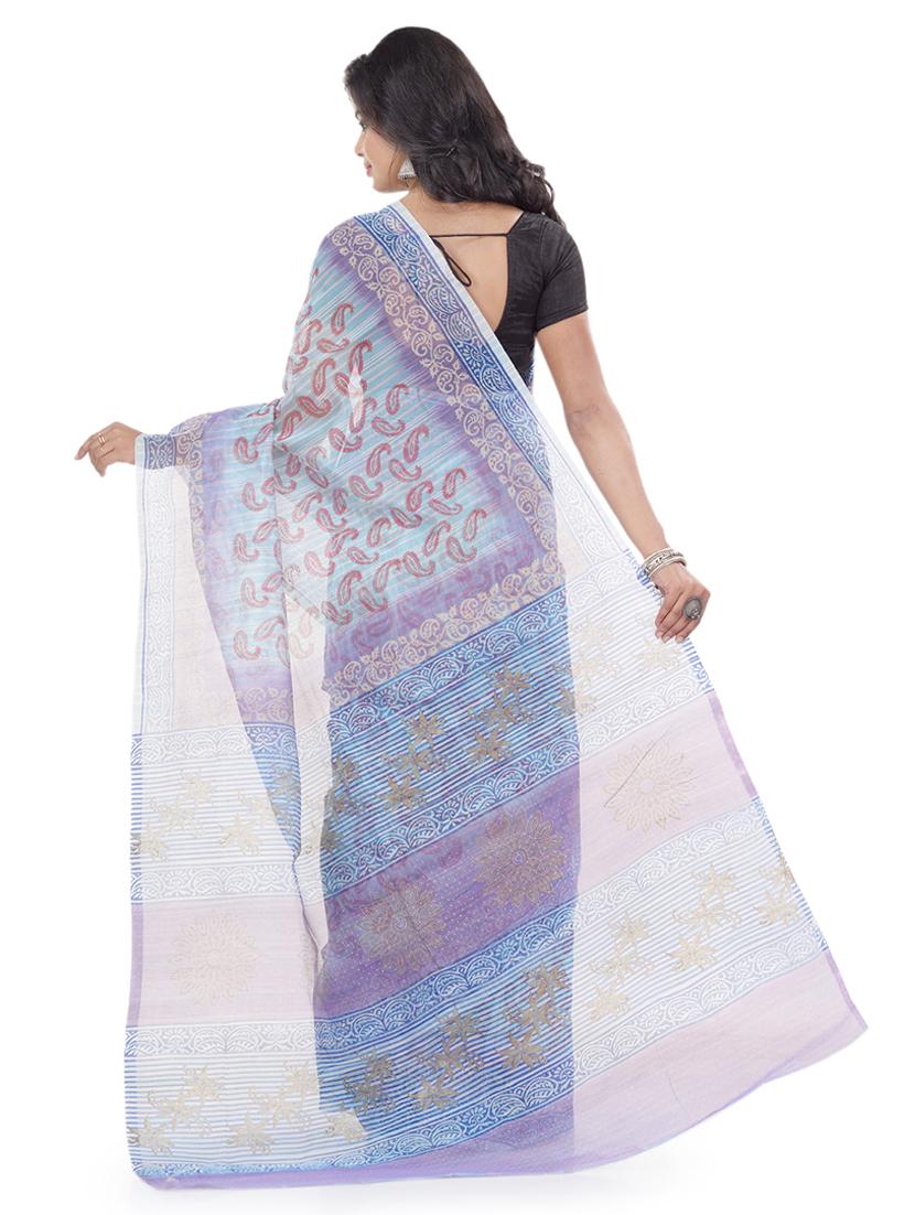 sky blue cotton silk kota doria saree - 17715662 - Zoom Image - 2