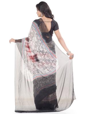 white chiffon tie & dye saree with blouse - 17715669 - Standard Image - 2