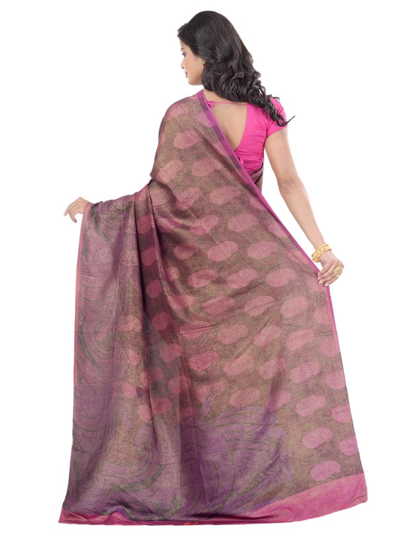 burgundy tussar silk saree with blouse - 17715672 - Zoom Image - 2