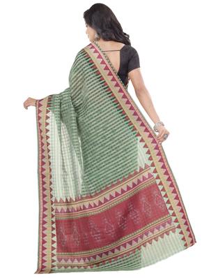 green silk handloom saree with blouse - 17715673 - Standard Image - 2
