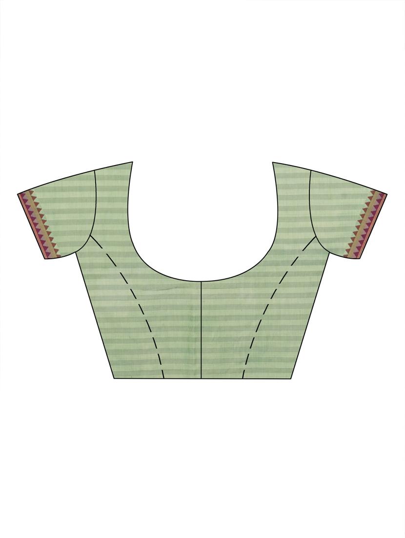 green silk handloom saree with blouse - 17715673 - Zoom Image - 3