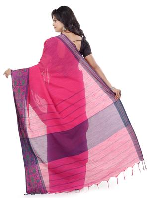 pink cotton handloom saree with blouse - 17715676 - Standard Image - 2