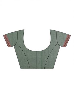 green cotton handloom saree with blouse - 17715687 - Standard Image - 3