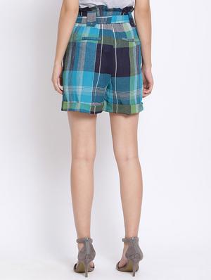 paper bag waist checkered shorts - 17715692 - Standard Image - 3