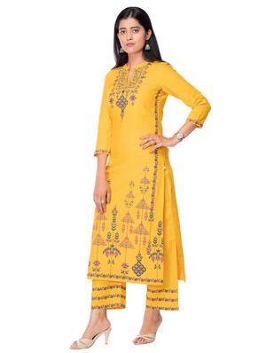 mustard kurta palazzo set - 17715808 - Standard Image - 2