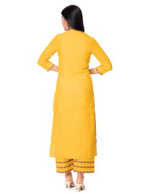 mustard kurta palazzo set - 17715808 - Standard Image - 3